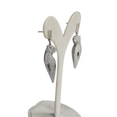 Kaplan Mddel Zirkon Taşlı Pırlanta İşlemeli Gümüş Küpe