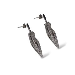 Kaplan Mddel Zirkon Taşlı Pırlanta İşlemeli Gümüş Küpe