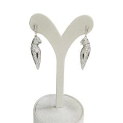 Kaplan Mddel Zirkon Taşlı Pırlanta İşlemeli Gümüş Küpe