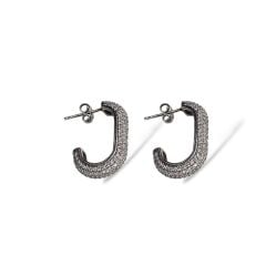 Pırlanta Montörlü Yarı Halka Küpe