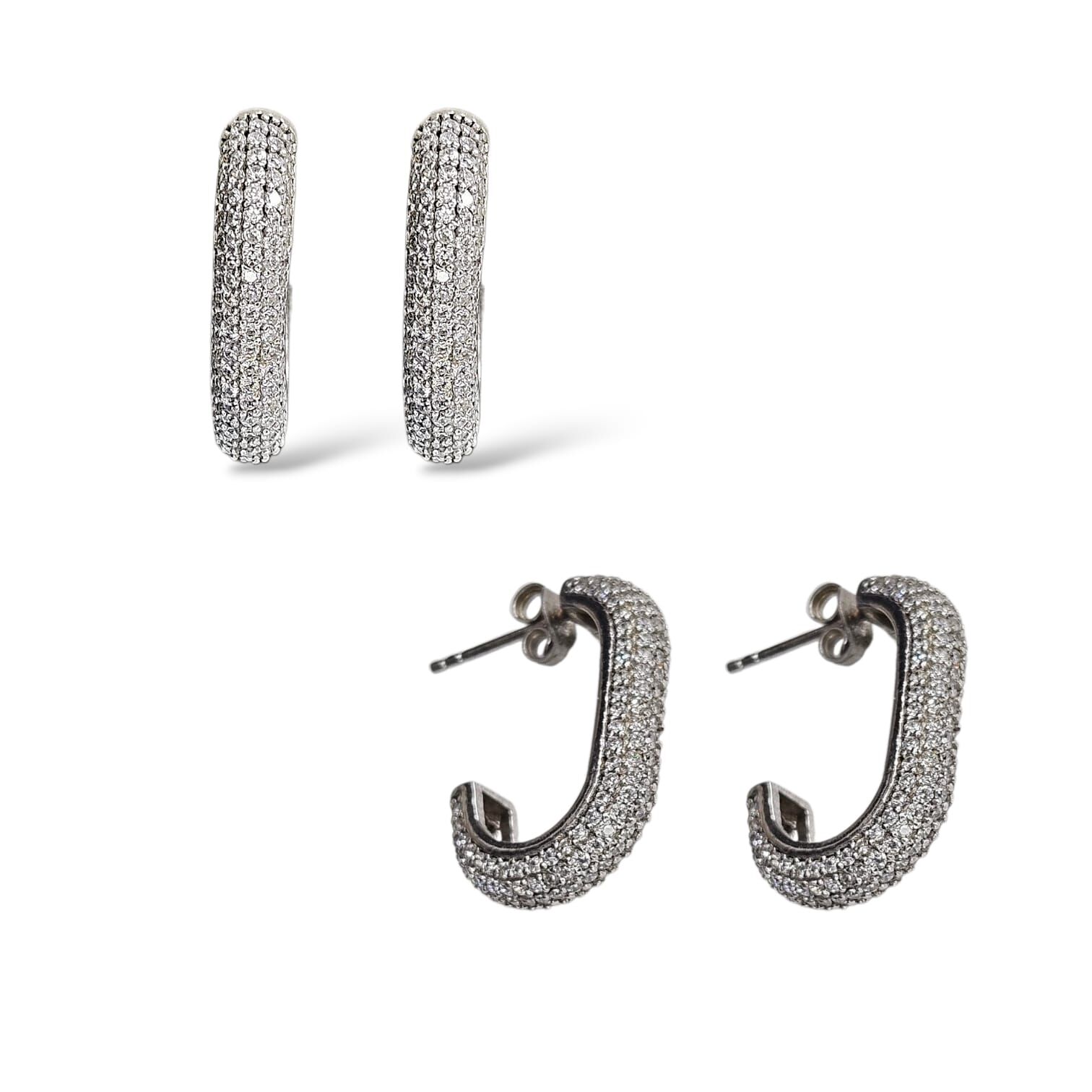 Pırlanta Montörlü Yarı Halka Küpe