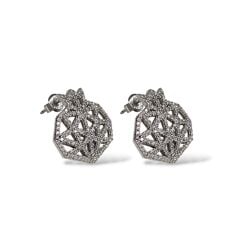 Nar Model Pırlanta Montörlü Gümüş Küpe