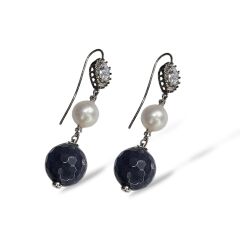 İnci Detay Damla Model Taş Sallantılı Gümüş Küpe