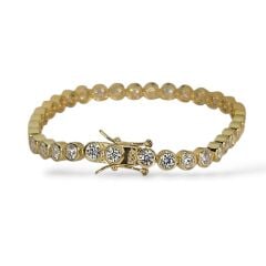 14K Altın Kaplama 3.5 mm Sıvama Model Gümüş Su Yolu Bileklik - 17 cm