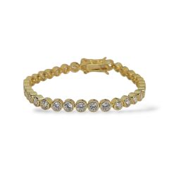 14K Altın Kaplama 3.5 mm Sıvama Model Gümüş Su Yolu Bileklik - 17 cm