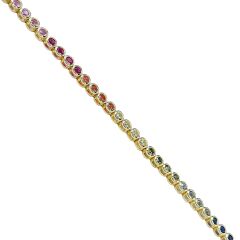 14K Altın Kaplama 3 mm Renkli Sıvama Model Gümüş Su Yolu Bileklik - 18 cm