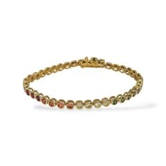 14K Altın Kaplama 3 mm Renkli Sıvama Model Gümüş Su Yolu Bileklik - 18 cm