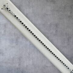 3 mm Siyah Taş Sıvama Model Gümüş Su Yolu Bileklik - 21 cm