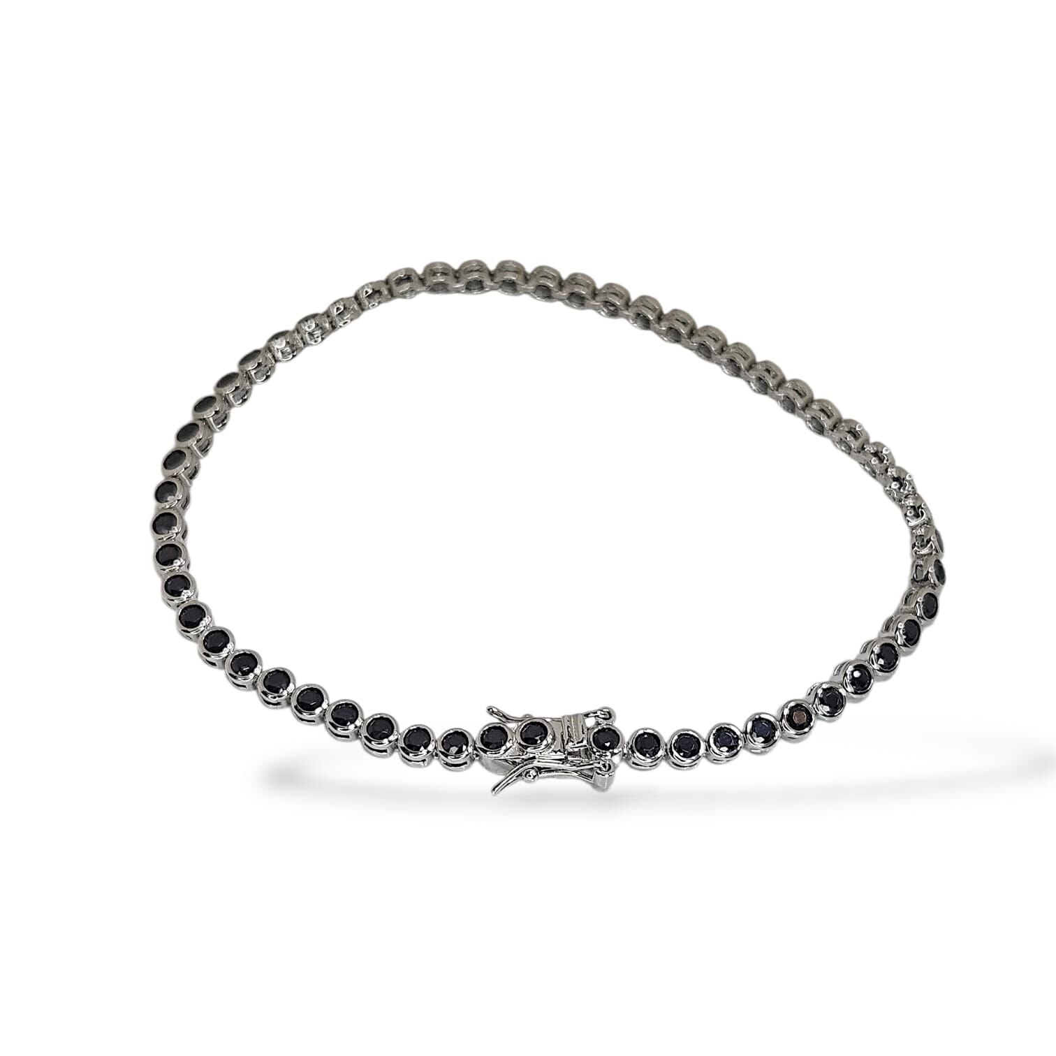 2.5 mm Siyah Taş Sıvama Model Gümüş Su Yolu Bileklik - 20 cm