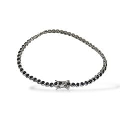 2.5 mm Siyah Taş Sıvama Model Gümüş Su Yolu Bileklik - 20 cm