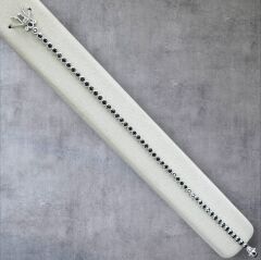 2.5 mm Siyah Taş Sıvama Model Gümüş Su Yolu Bileklik - 19 cm