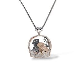 3 Boyutlu Köpek Figürlü Gümüş Kolye