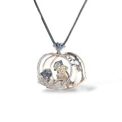 3 Boyutlu Köpek Figürlü Gümüş Kolye