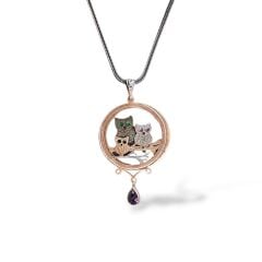 3 Boyutlu Kedi Figürlü Gümüş Kolye