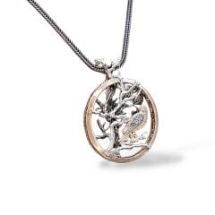 3 Boyutlu Kuş Figürlü Gümüş Kolye