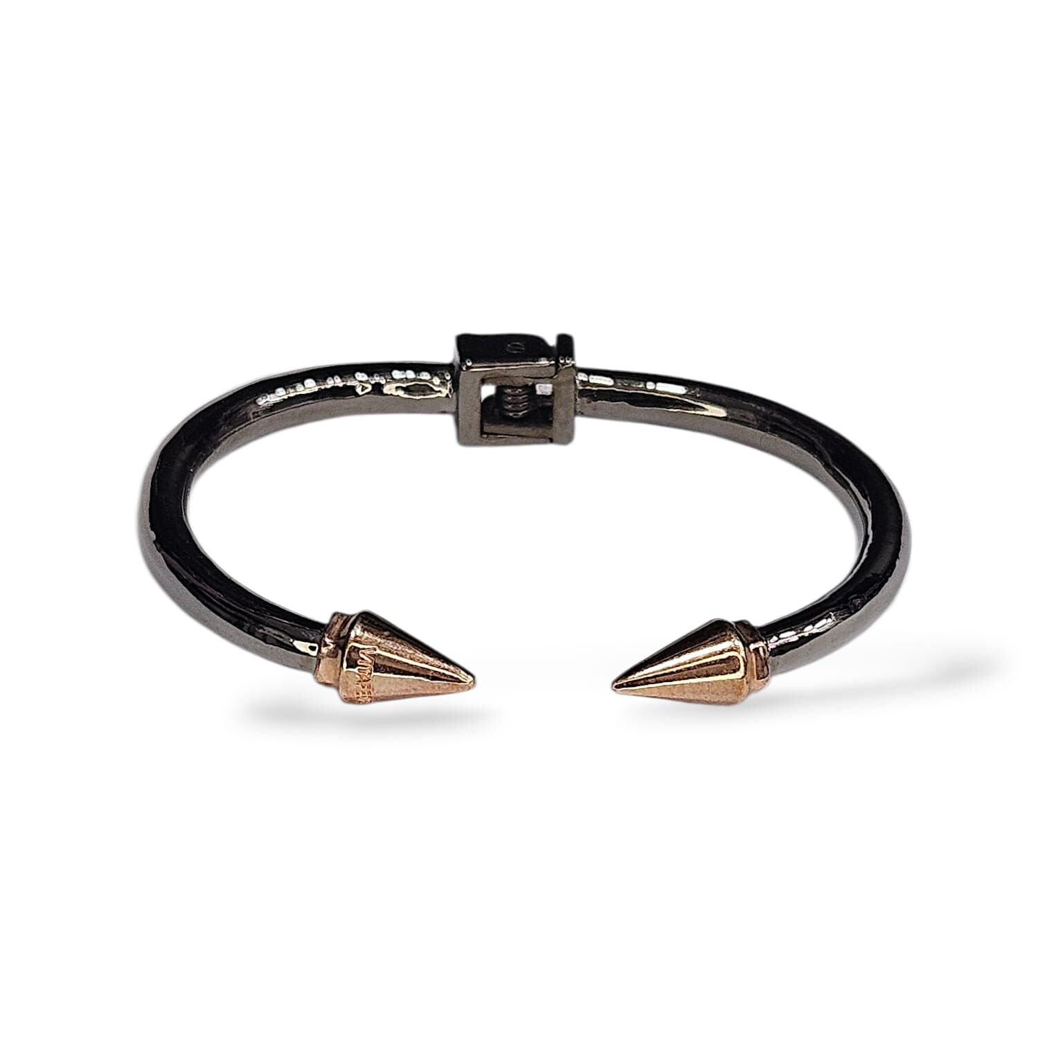 Çift Taraflı Çivi Model Siyah Renk Kararmaz Çelik Kelepçe Bileklik