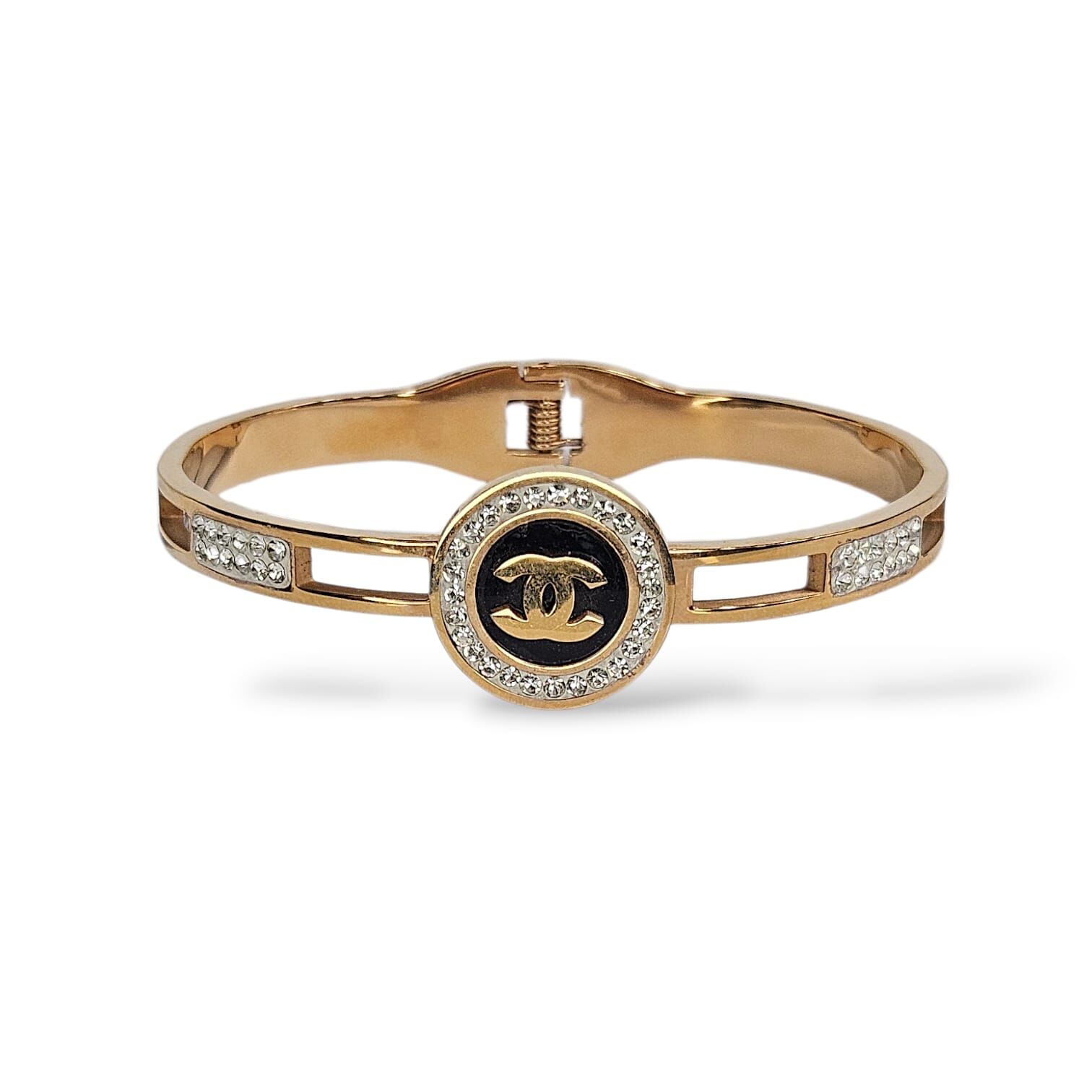 Taşlı Kararmaz Çelik Kelepçe Bileklik