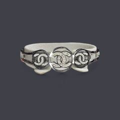 Gümüş-18K Altın Kaplama Taşlı Kararmaz Çelik Kelepçe Bileklik