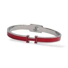 Altın Kaplama- Gümüş Şerit Kırmızı Renk Kararmaz Çelik Kelepçe Bileklik