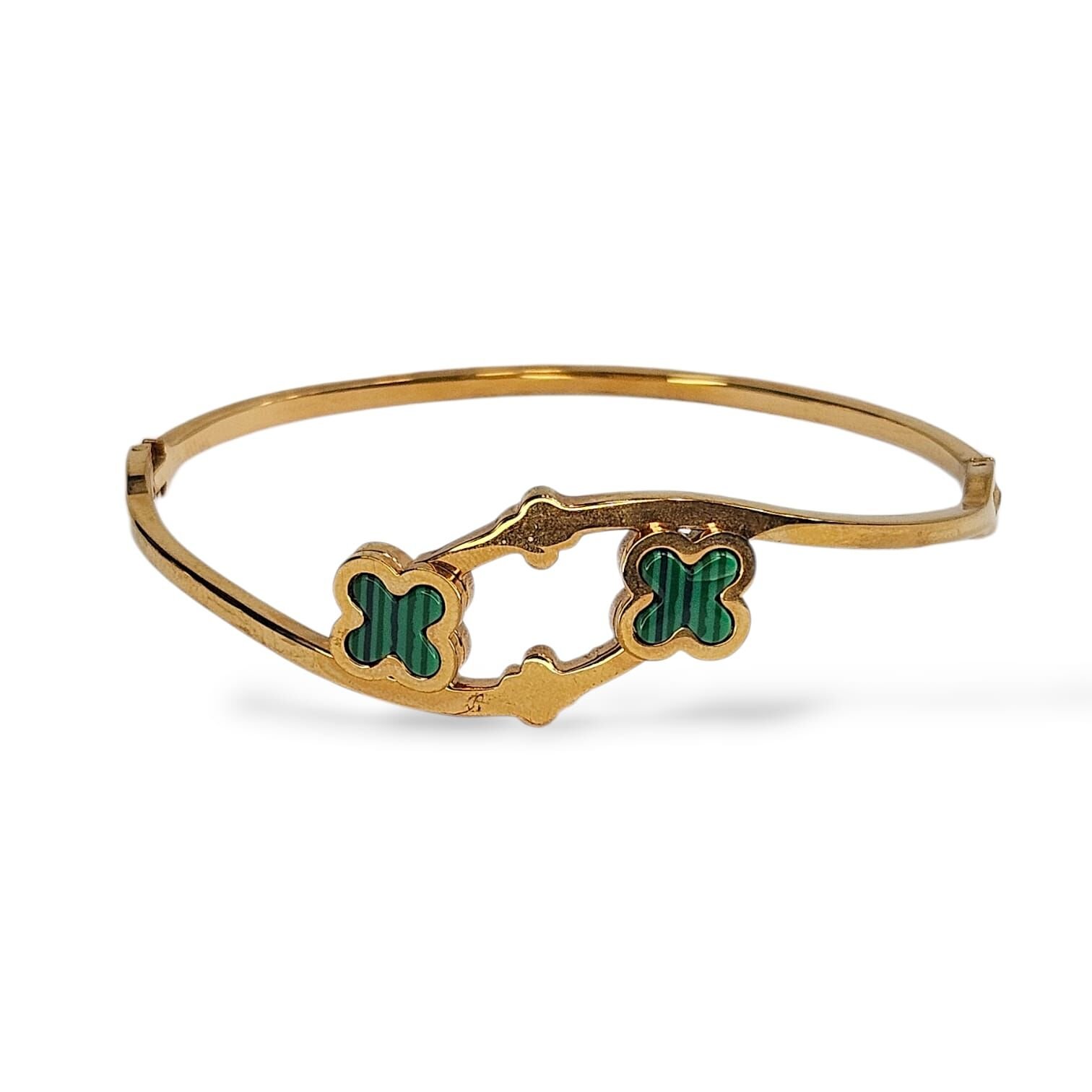 Yonca Model Altın Kaplama Kararmaz Çelik Kelepçe Bileklik