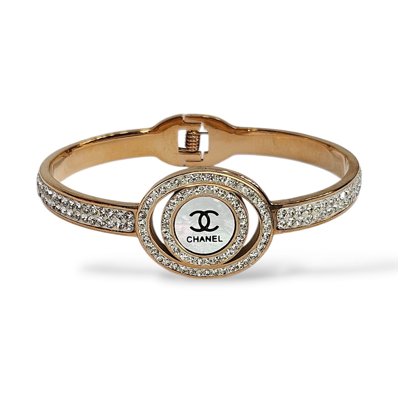 Taşlı Kararmaz Çelik Kelepçe Bileklik