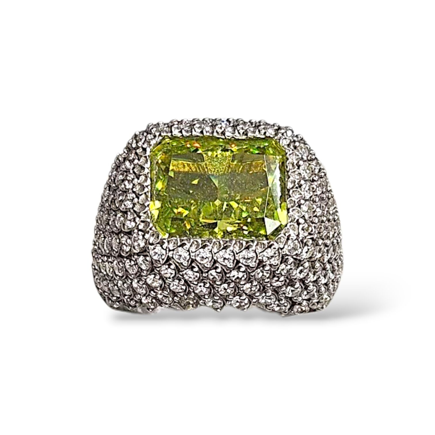 Taşlı Gümüş Yüzük- Yeşil Taş