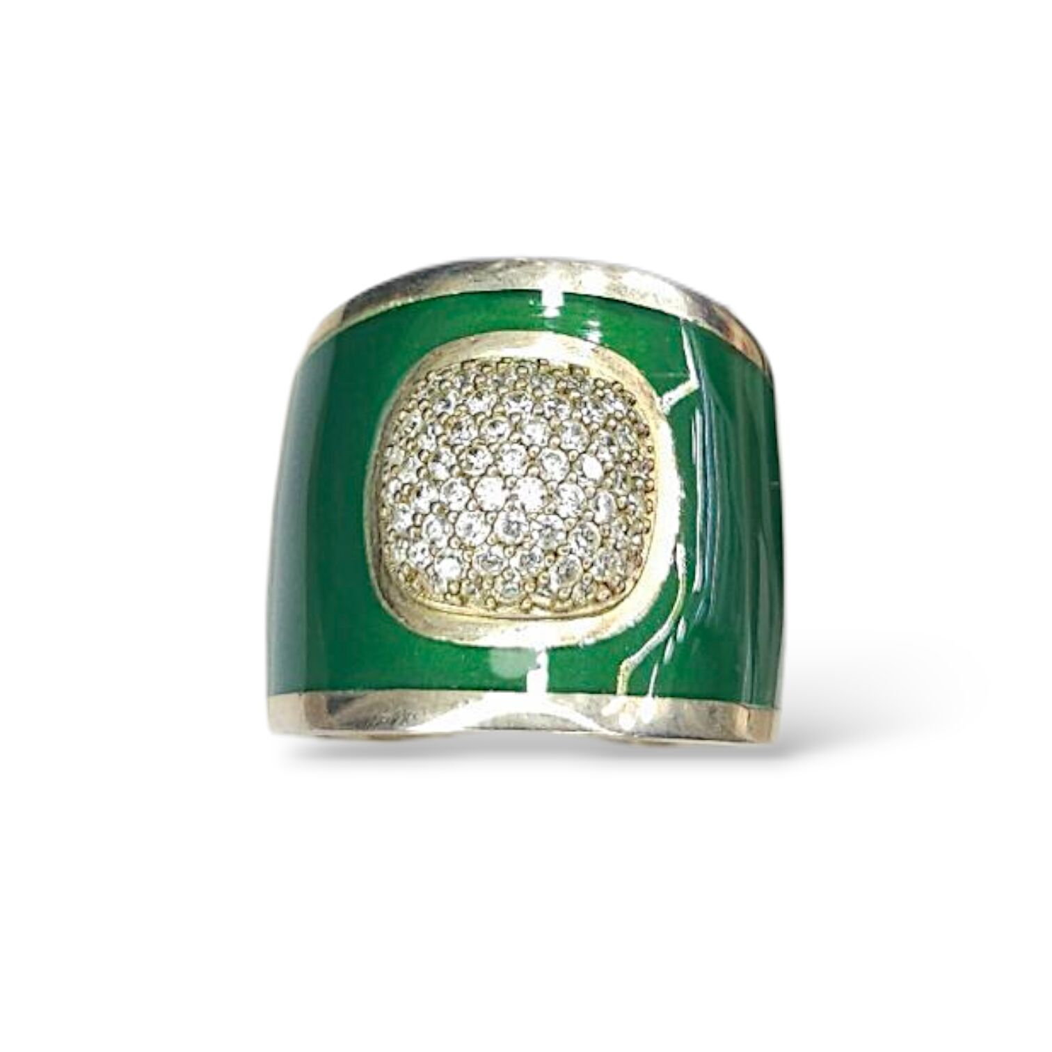 Yeşil Renk Tasarım Gümüş Yüzük