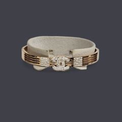 Taşlı 18K Altın Kaplama Kararmaz Çelik Kelepçe Bileklik