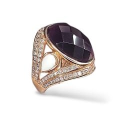 Ametist Taşlı Rose Renk Gümüş Yüzük