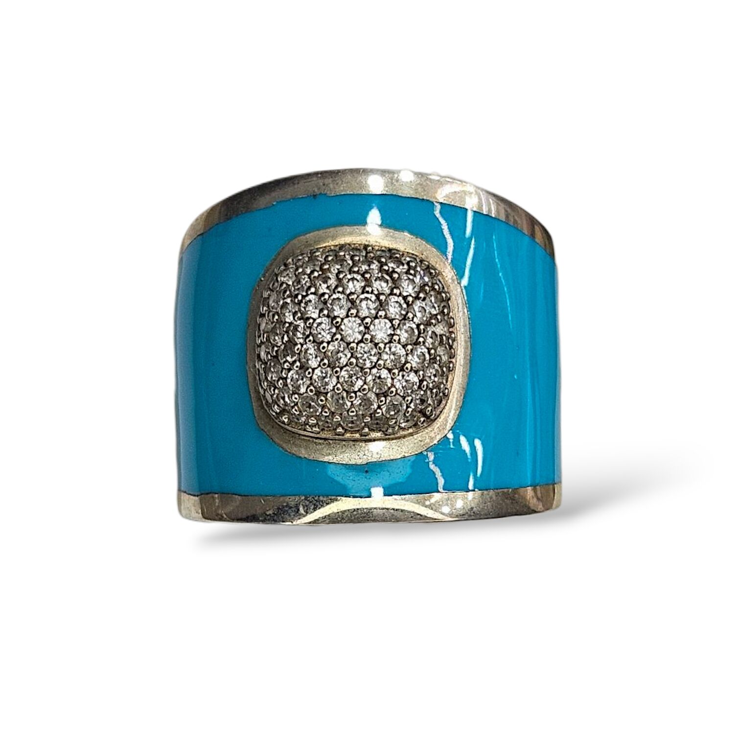 Mavi Renk Tasarım Taşlı Gümüş Yüzük