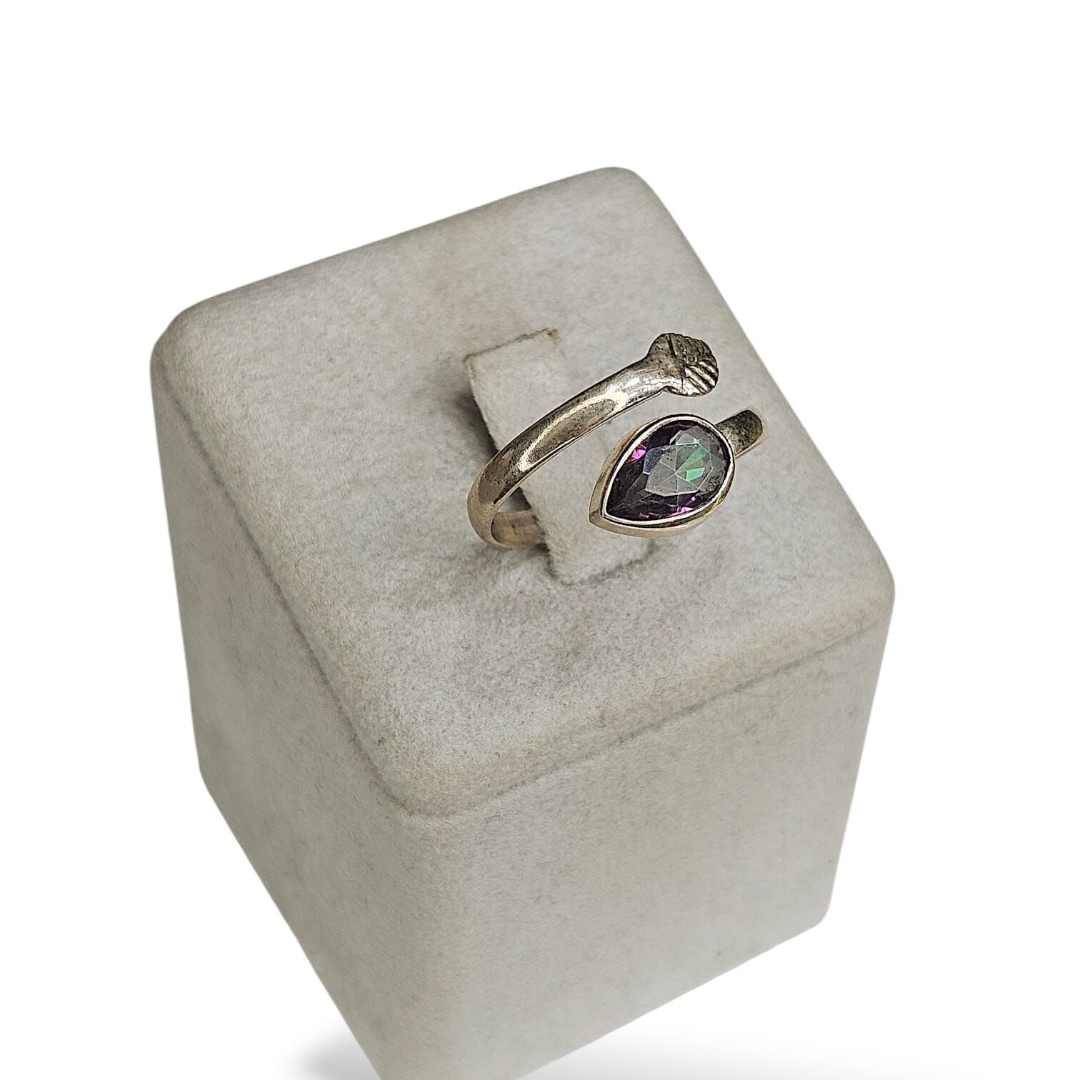 Mistik Topaz Ayarlanabilir Doğal Taş Gümüş Yüzük