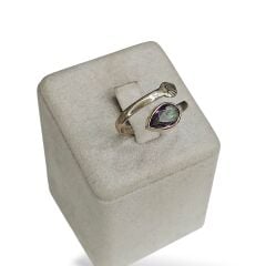 Mistik Topaz Ayarlanabilir Doğal Taş Gümüş Yüzük