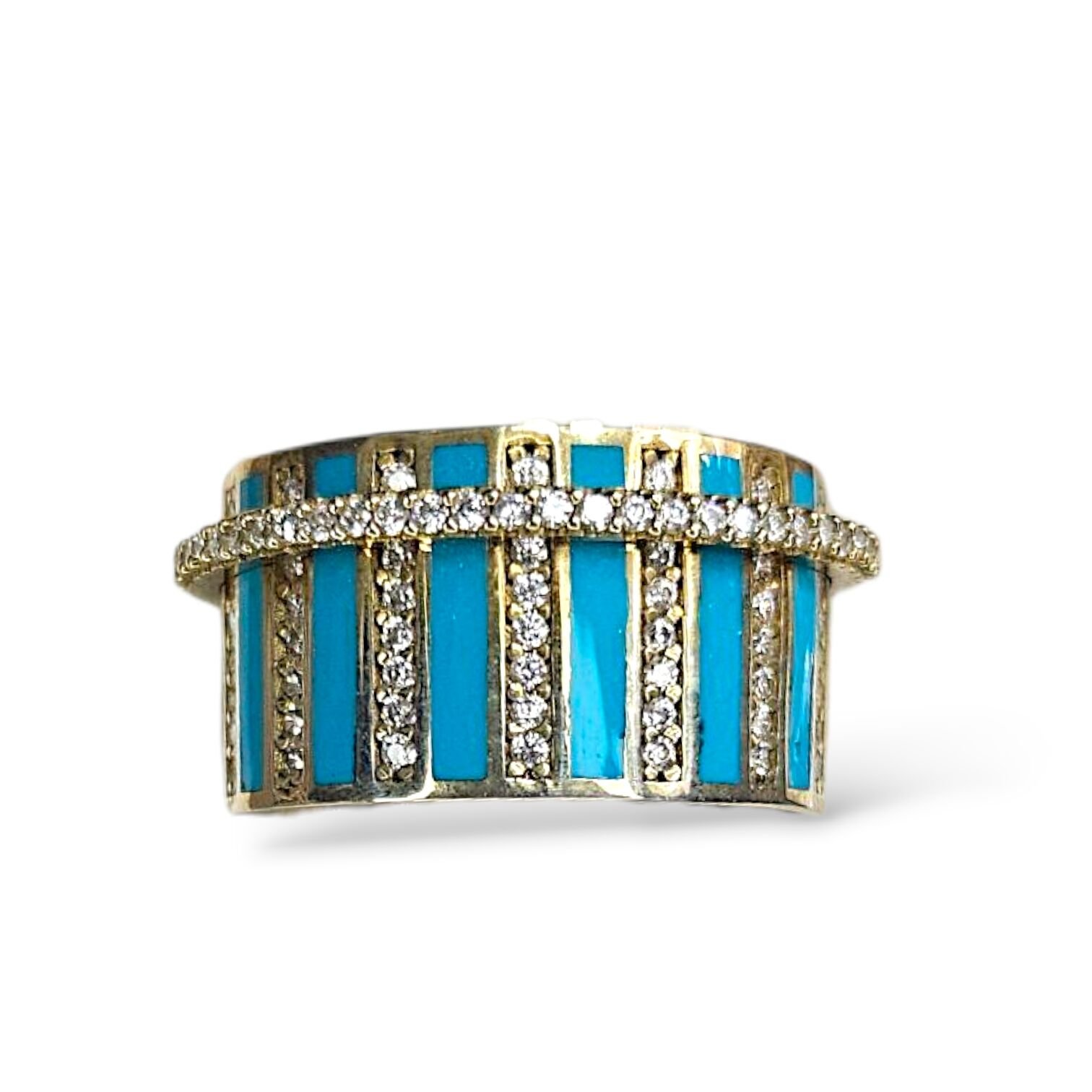 Mavi Renk Tasarım Taşlı Gümüş Yüzük