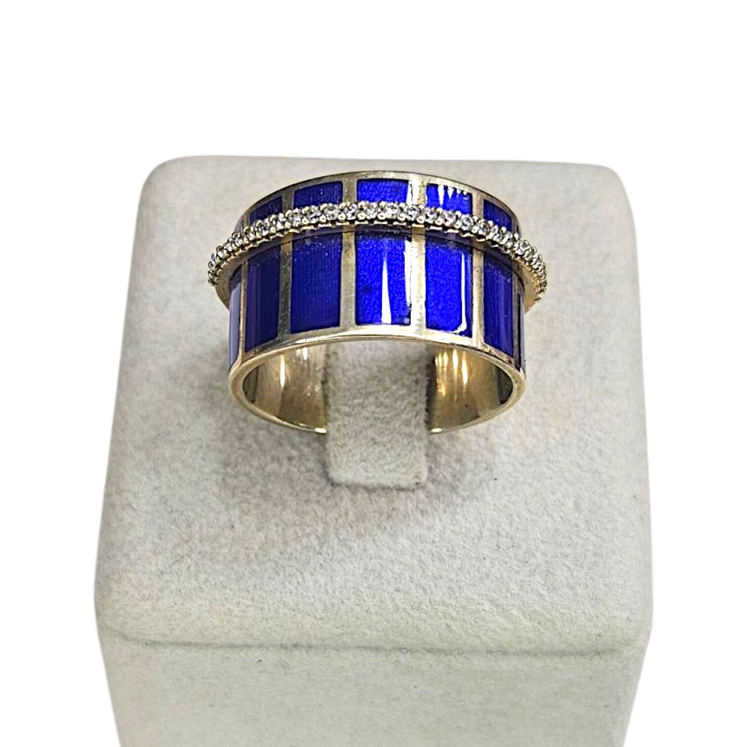 Lacivert Renk Tasarım Taşlı Gümüş Yüzük