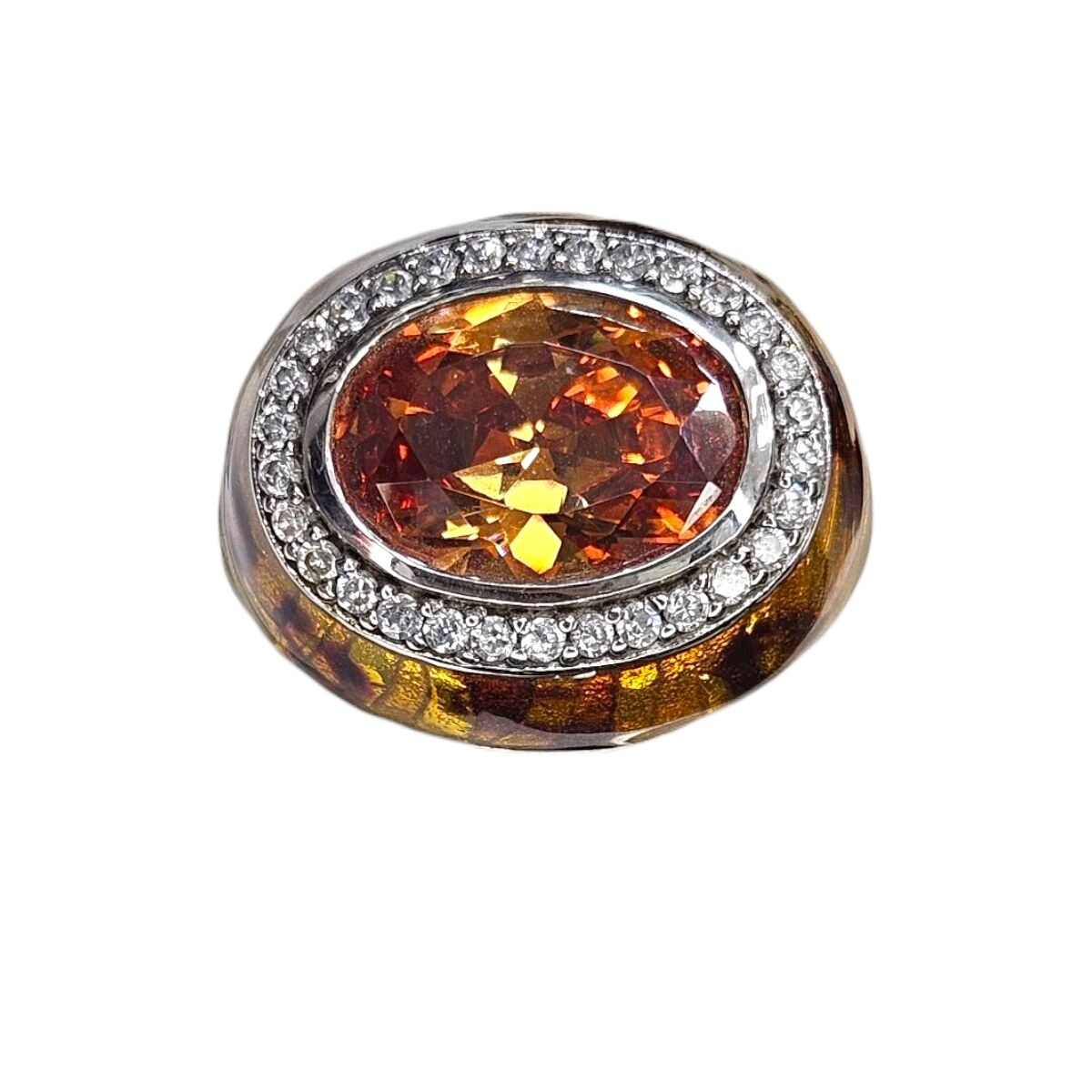 Leopar Desen Taşlı Gümüş Yüzük