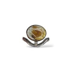 Sarı Rutil Kuvars Doğal Taş Otantik Gümüş Yüzük - 20 no