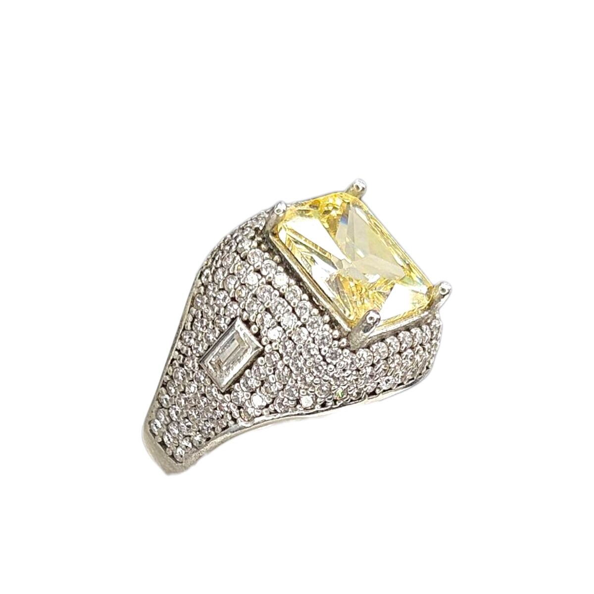 Sarı Kuvars Taşlı Gümüş Yüzük