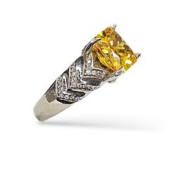 Sarı Kuvars Taşlı Gümüş Yüzük