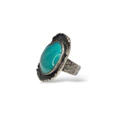 Firuze Doğal Taş Otantik Tasarım Gümüş Yüzük - 14 no