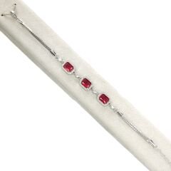 Dikdörtgen Form Taşlı Yakut Renk Bileklik