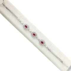 Oval Form Taşlı Yakut Renk Bileklik