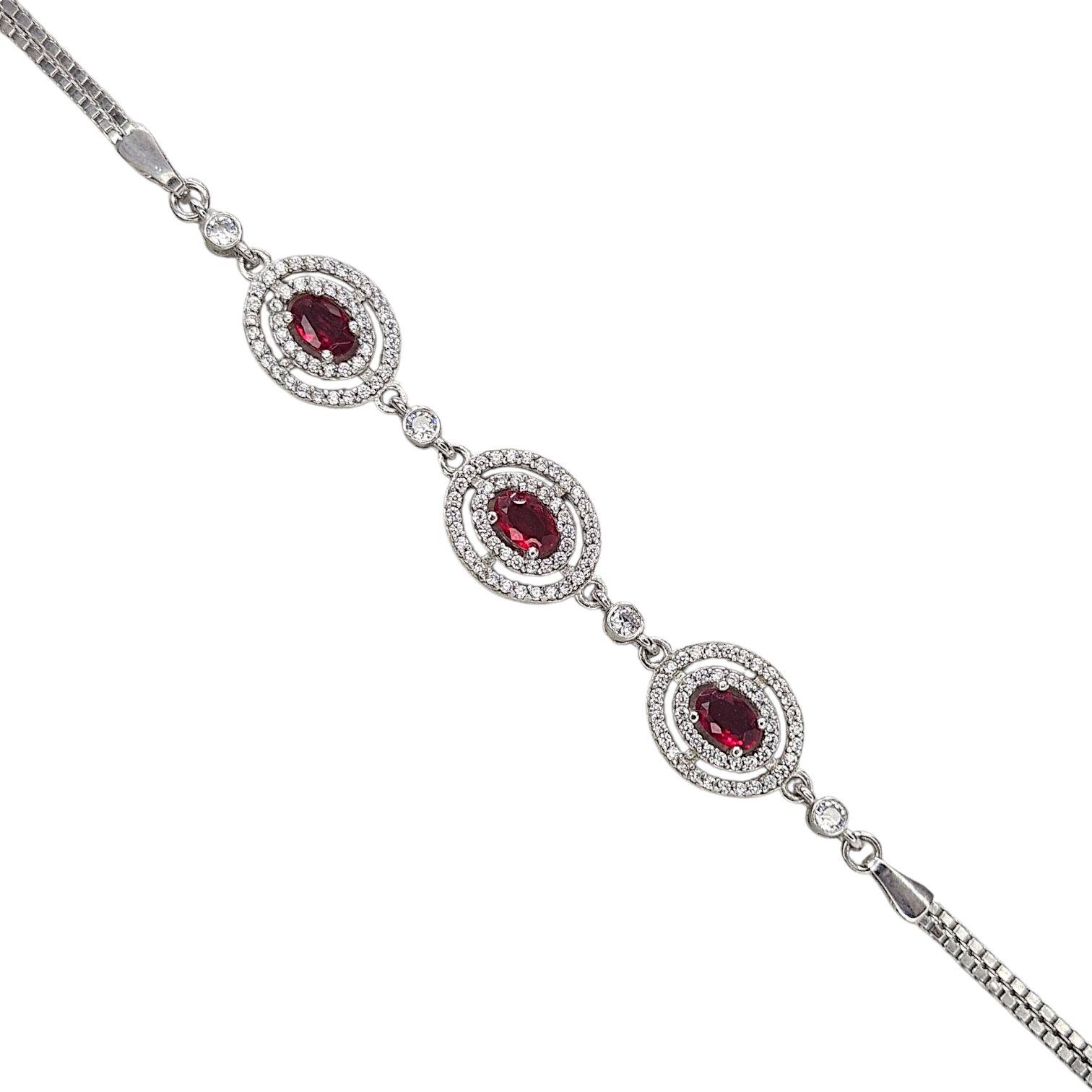 Oval Form Taşlı Yakut Renk Bileklik