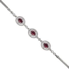 Oval Form Taşlı Yakut Renk Bileklik