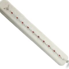 Oval Su Yolu Taşlı Yakut Renk Bileklik