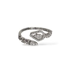 Yılan Model Taşlı Ayarlanabilir Gümüş Yüzük