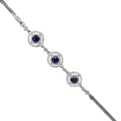Safir Renk Taşlı Gümüş Bileklik
