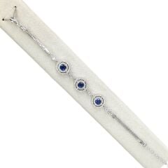 Safir Renk Taşlı Gümüş Bileklik
