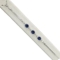 Safir Renk Taşlı Gümüş Bileklik