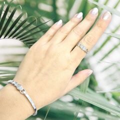 Zirkon Taşlı Sedefli Gümüş Yüzük - 13 no