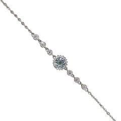 Aquamarin Renk Taşlı Gümüş Bileklik